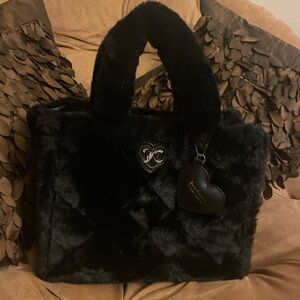 Juicy Couture Black Faux Fur Tote